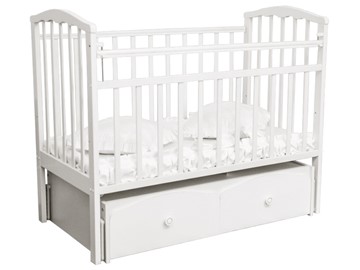 Кроватка в детскую Орматек Золушка 7, 60х120, массив березы, цвет белый в Абакане