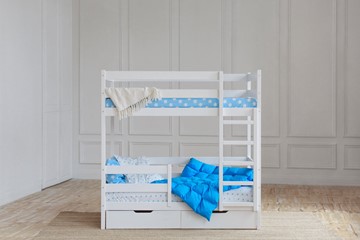 Детская 2-ярусная кровать без крыши с ящиками, цвет белый в Абакане