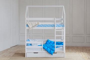 Детская двухэтажная кровать Домик с ящиками, цвет белый в Абакане