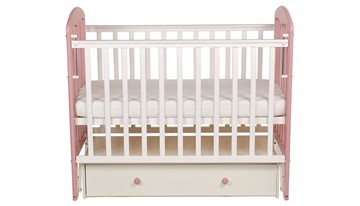 Детская кроватка Polini kids Simple 328, белый-розовый в Абакане