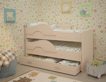 Детская кровать для девочки Радуга 1.6 с ящиком, цвет Млечный дуб в Абакане