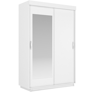 Шкаф 2-х дверный Лайт (ДСП/Зеркало) 1000х595х2120, Белый Снег в Абакане