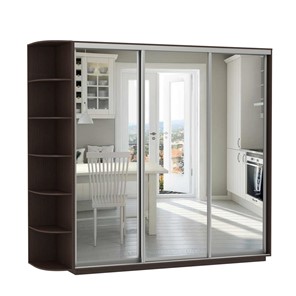 Шкаф 3-дверный Экспресс (3 зеркала), со стеллажом 2100х600х2400, венге в Абакане