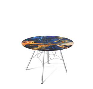 Круглый столик SHT-S100 / SHT-TT32 60 стекло/МДФ (синий сапфир/хром лак) в Абакане