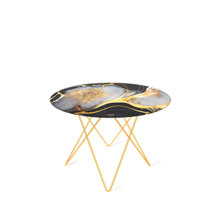 Круглый столик SHT-TU37 / SHT-TT32 60 стекло/МДФ (черный алмаз/золото) в Абакане