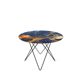 Круглый столик SHT-TU37 / SHT-TT32 60 стекло/МДФ (синий сапфир/черный муар) в Абакане