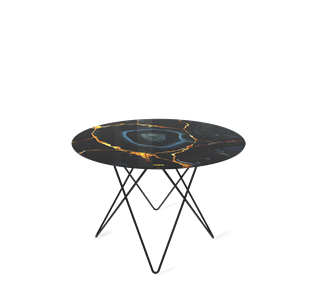 Круглый столик SHT-TU37 / SHT-TT32 60 стекло/МДФ (титановый кварц/черный муар) в Абакане
