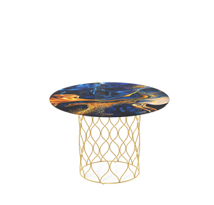 Круглый столик SHT-TU49 / SHT-TT32 60 стекло/МДФ (синий сапфир/золото) в Абакане