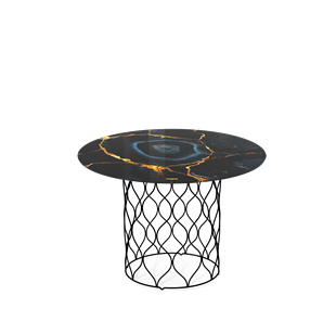 Круглый столик SHT-TU49 / SHT-TT32 60 стекло/МДФ (титановый кварц/черный муар) в Абакане