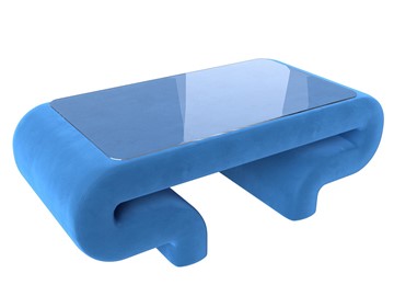 Стеклянный столик в гостиную Волна, голубой (велюр) в Абакане