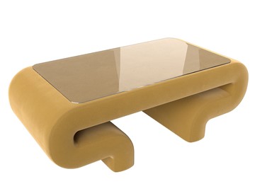 Стеклянный столик в гостиную Волна, желтый (микровельвет) в Абакане