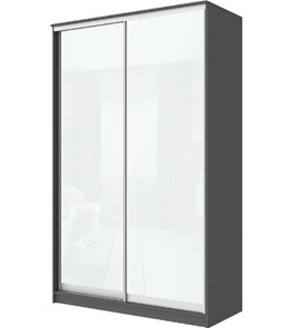 Шкаф 2-х дверный Хит-22-17-22 с цветным стеклом, белое №10, Графит в Абакане