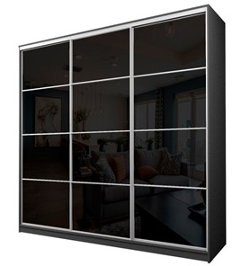Шкаф 3-х дверный MAX МШ-25-6-24-222, Профиль Белый/Цвет Графит/Oraclal Черный в Абакане