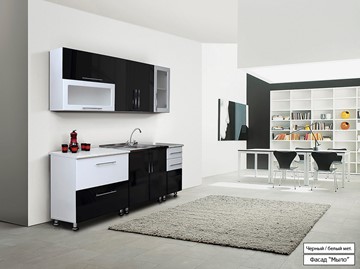 Модульный кухонный гарнитур Мыло 224 2000х718, цвет Черный/Белый металлик в Абакане