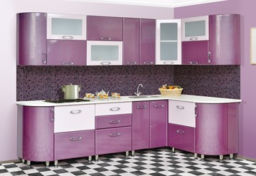 Модульная кухня Мыло 128 2700х1500, цвет Фиолет/Пастель фиолет в Абакане