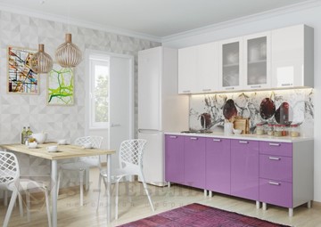 Кухонный гарнитур угловой Модерн, белый глянец/фиолетовый металлик в Абакане