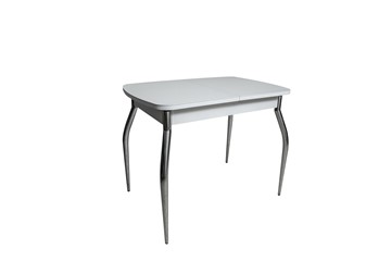 Стеклянный кухонный стол ПГ-02СТ белое/белое/хром фигурные в Абакане