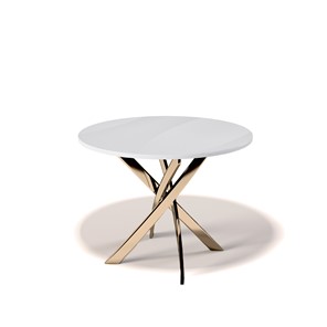 Обеденный круглый стол Kenner R1000 (Золото/Стекло белое глянец) в Абакане