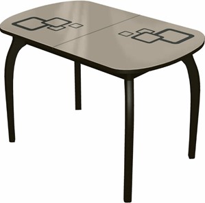 Раздвижной стол Ривьера мини дерево №1, Рисунок квадро (стекло молочное/коричневый/венге) в Абакане