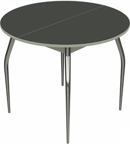 Кухонный стол раздвижной Ривьера исп. круг хром №5 (стекло черное/белый) в Абакане