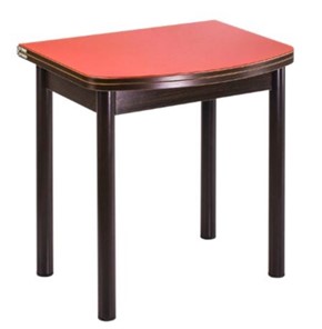 Кухонный раскладной стол СПГ-01 СТ1, венге ЛДСП/стекло оранжевое/38 прямые трубки крашеные коричневый в Абакане