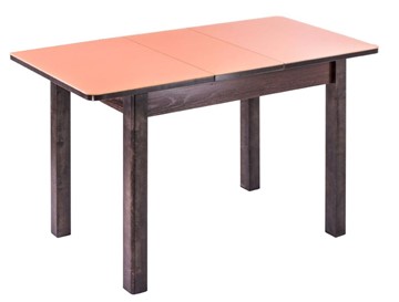 Кухонный раскладной стол Айсберг-07 СТ1, венге ЛДСП/стекло оранжевое/42 прямые массив венге в Абакане