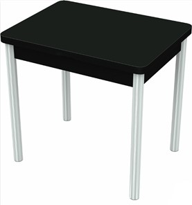 Кухонный стол раздвижной Бари хром №6 (стекло черное/черный) в Абакане