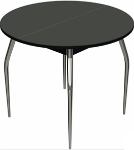 Круглый обеденный стол Ривьера исп. круг хром №5 (стекло черное/черный) в Абакане