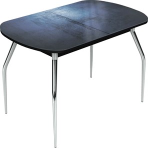 Кухонный стол раскладной Ривьера исп.2 хром №5 (Exclusive h149/черный) в Абакане