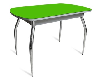 Обеденный стол ПГ-04 СТ белое/зеленое стекло/хром фигурные в Абакане