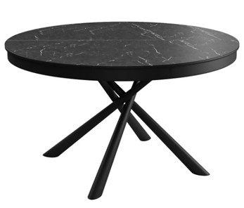 Стол обеденный раскладной DikLine KR120 мрамор черный Калаката/опоры черные в Абакане