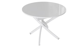 Кухонный круглый стол Diamond тип 3 (Белый муар/Белый глянец) в Абакане