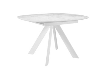 Керамический кухонный стол DikLine BK100 Керамика Белый мрамор/подстолье белое/опоры белые в Абакане