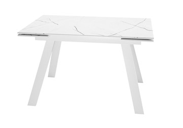 Стол кухонный раскладной DikLine DKL140 Керамика Белый мрамор/опоры белые (2 уп.) в Абакане