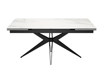 Раздвижной стол DikLine KW160 мрамор С41 (керамика белая)/опоры черные в Абакане