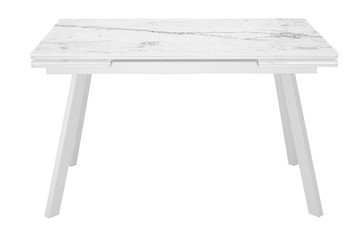 Керамический кухонный стол DikLine SKA125 Керамика Белый мрамор/подстолье белое/опоры белые (2 уп.) в Абакане