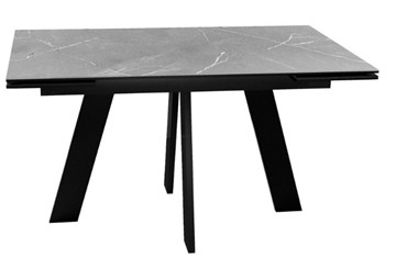Стол кухонный раздвижной DikLine SKM140 Керамика серый мрамор/подстолье черное/опоры черные (2 уп.) в Абакане