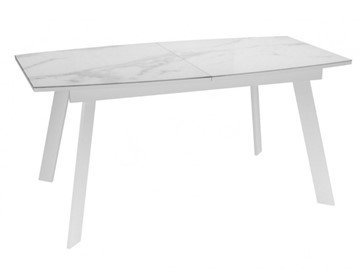 Кухонный стол раздвижной Dikline XLS160 мрамор белый глянец/ножки белые в Абакане