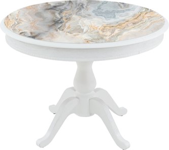 Обеденный круглый стол Фабрицио-1 Glass, Круг 1000, фотопечать (Мрамор 11) в Абакане