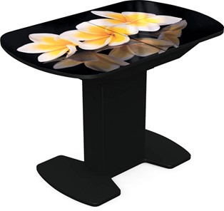 Кухонный стол раскладной Корсика исп. 1 Фотопечать (Цветы №11) 1100(1415)*700 в Абакане