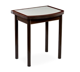 Кухонный стол раскладной НСПГ-02 СТК, венге/темно-коричневое/узор бело-медный/опоры прямые коричневые в Абакане
