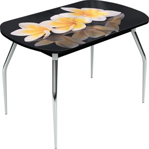 Кухонный раскладной стол Ривьера исп.1 ноги метал. крашеные №24 Фотопечать (Цветы №11) в Абакане