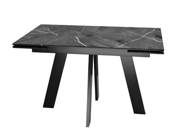 Кухонный раздвижной стол SKM 120, керамика черный мрамор/подстолье черное/ножки черные в Абакане