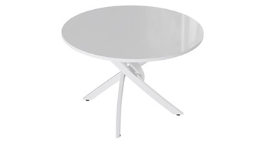 Маленький обеденный стол Diamond тип 2 (Белый муар/Белый глянец) в Абакане