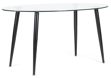 Стеклянный кухонный стол KASSEL (mod. DT333) металл/закаленное стекло (10 мм), 150х90х75см, черный в Абакане