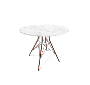 Кухонный круглый стол SHT-TU2-1 / SHT-TT 90 ЛДСП (мрамор кристалл/медный металлик) в Абакане