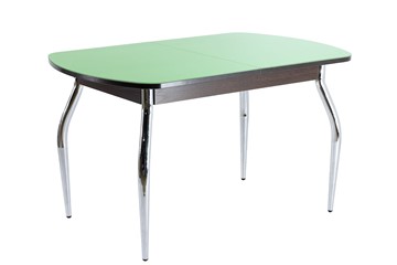 Кухонный стол ПГ-06 СТ2, венге ЛДСП/фисташка стекло/35 хром гнутые металл в Абакане