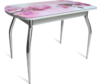 Стеклянный стол ПГ-04 СТФ белое/орхидея/хром фигурные в Абакане