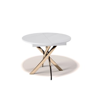 Обеденный круглый стол Kenner R1100 (Золото/Белое/Стекло белое глянец) в Абакане