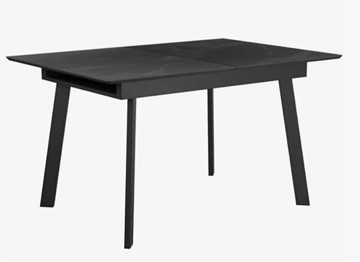 Стеклянный кухонный стол раздвижной  DikLine SFH125 стекло Оптивайт Черный мрамор/подстолье черное в Абакане